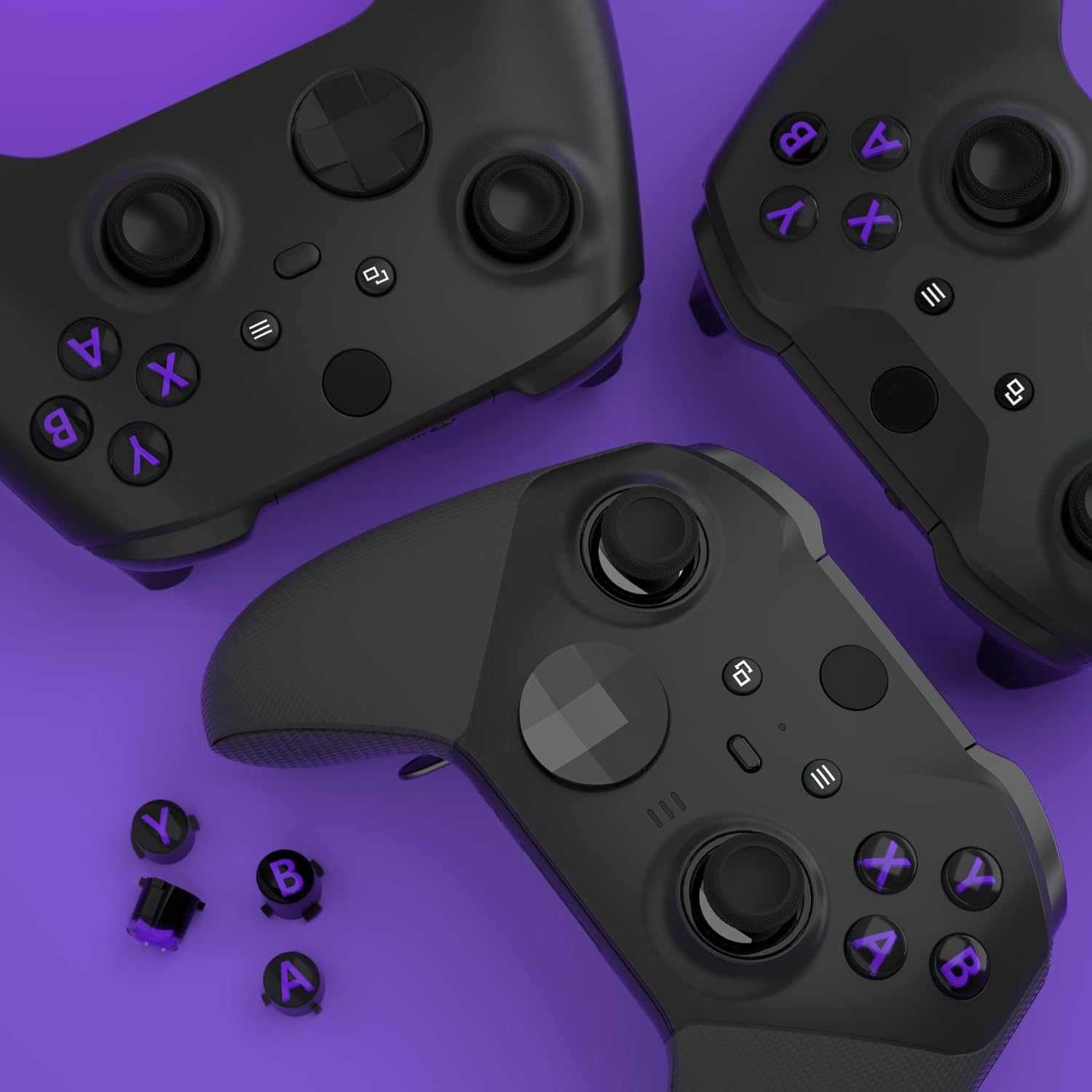 Thumbnail 6 de eXtremeRate Ersatz ABXY Knöpfe für Xbox Series X/S Controller – Dreifarbige Classic Symbolbuttons in Schwarz, Lila und Clear