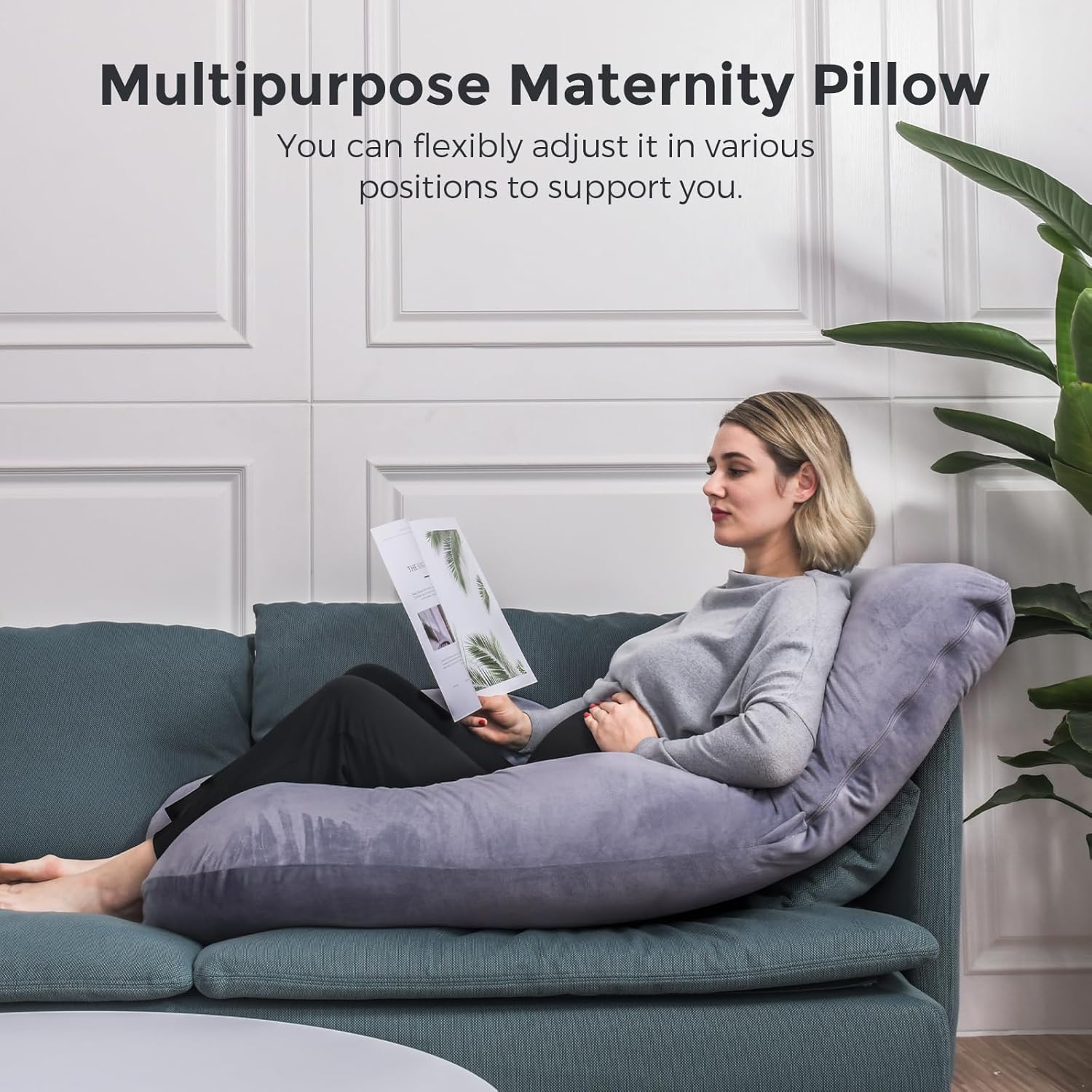 Thumbnail 5 de Momcozy 57-Inch Full-Body U-Shaped Pregnancy Pillow with Removable Cover