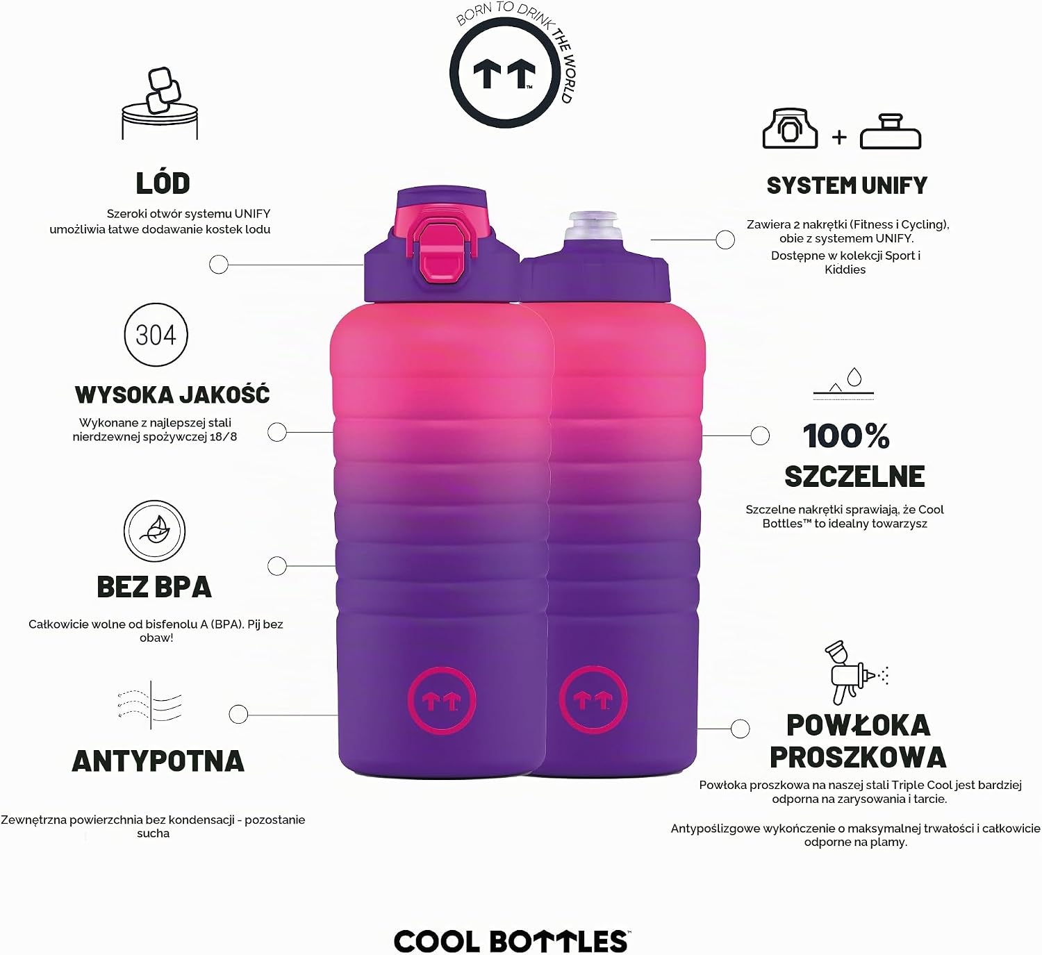 Detalle 2 de Cool Bottles CBSP9LAX – butelka termiczna 950 ml Los Angeles, dwie zakrętki
