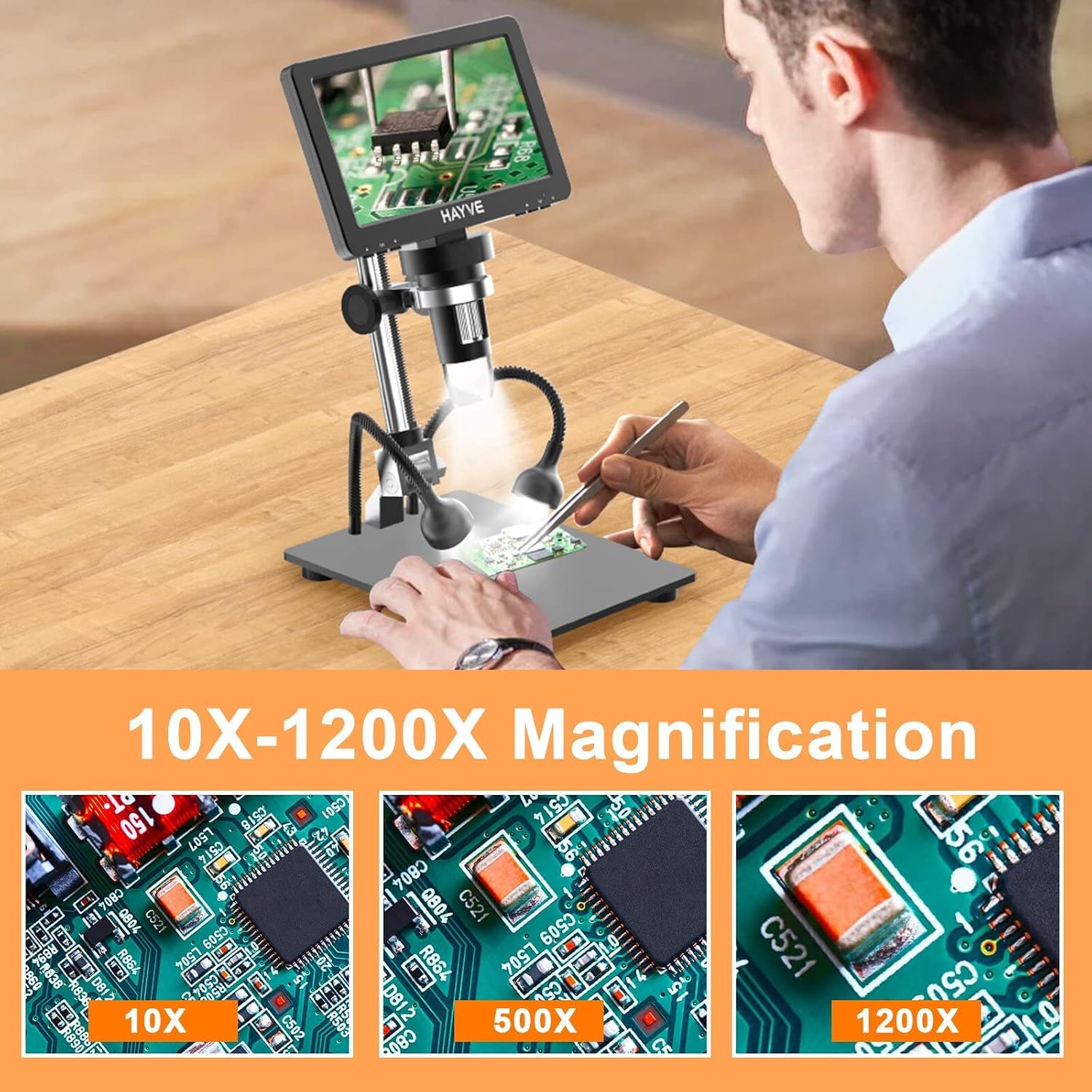Thumbnail 3 de Digital Microscope 16MP 1200X with 7" IPS screen