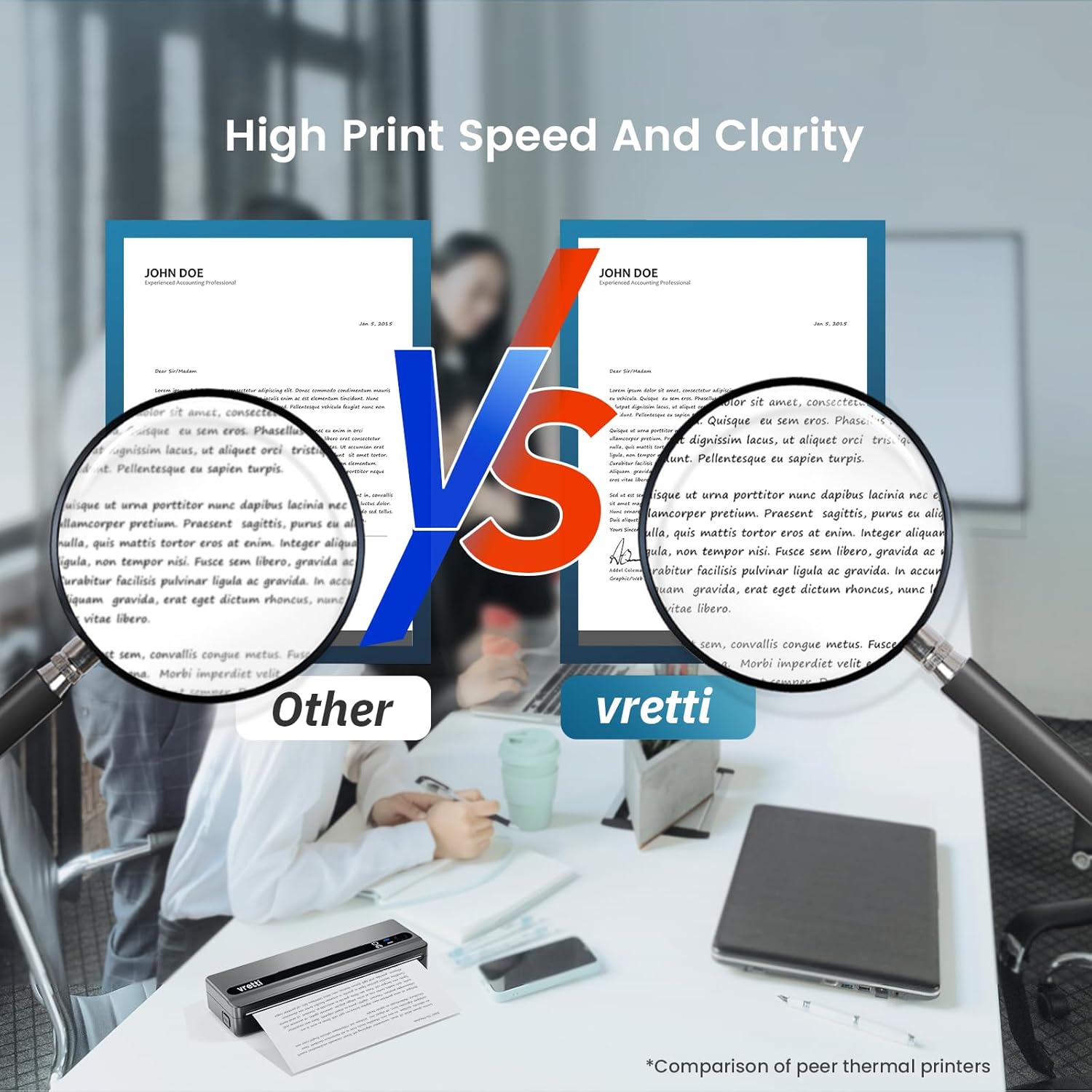 Thumbnail 4 de vretti PB821 Mobiler Thermodrucker – Bluetooth/USB, A4-Thermopapier, kompakt & tragbar