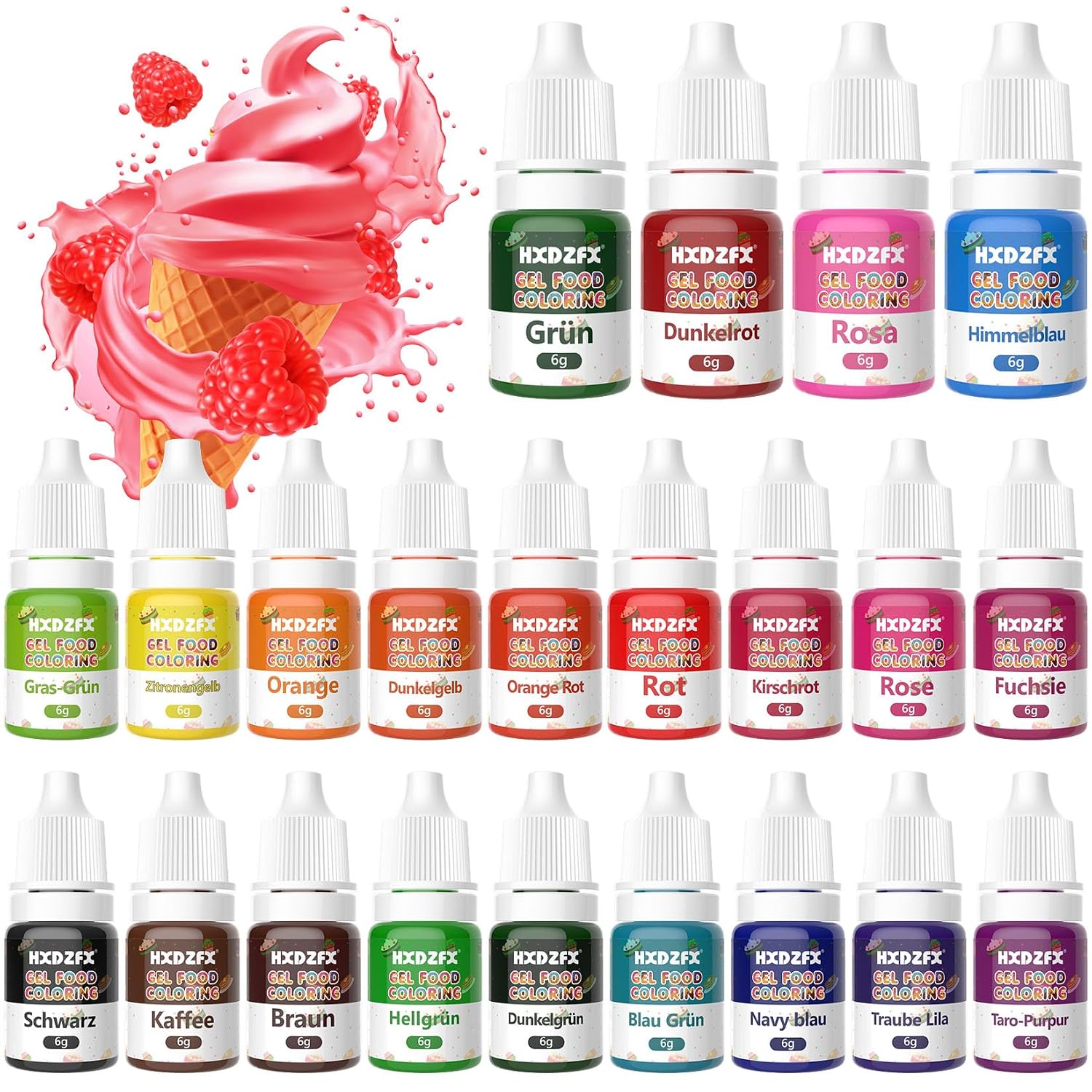 Detalle de HXDZFX 22 Farben Gel Lebensmittelfarbe 6ml đš
