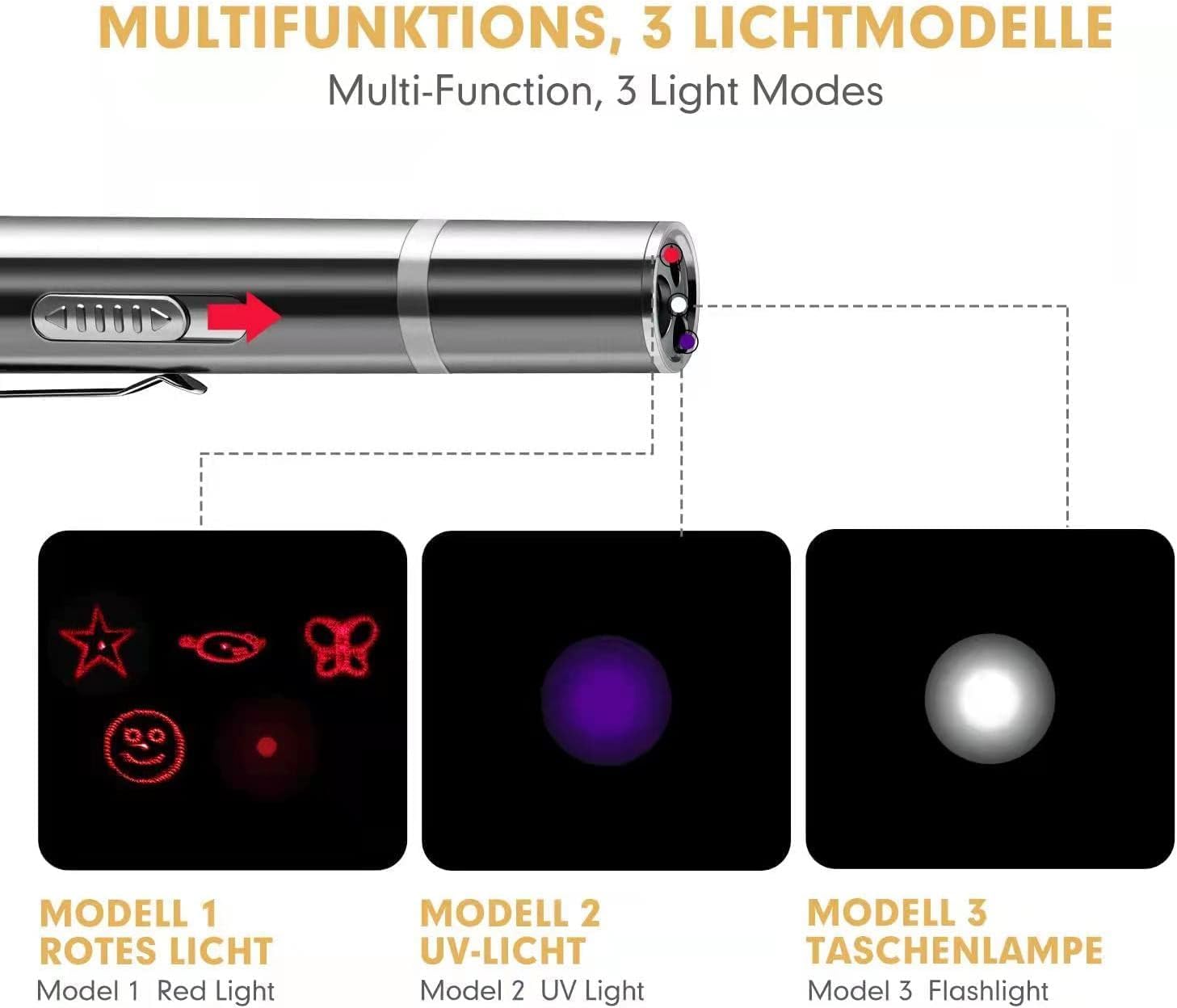 Detalle de IVVTRYI 9127 USB-Rechargeable Cat Laser Toy with 5 Patterns and 3 Light Modes