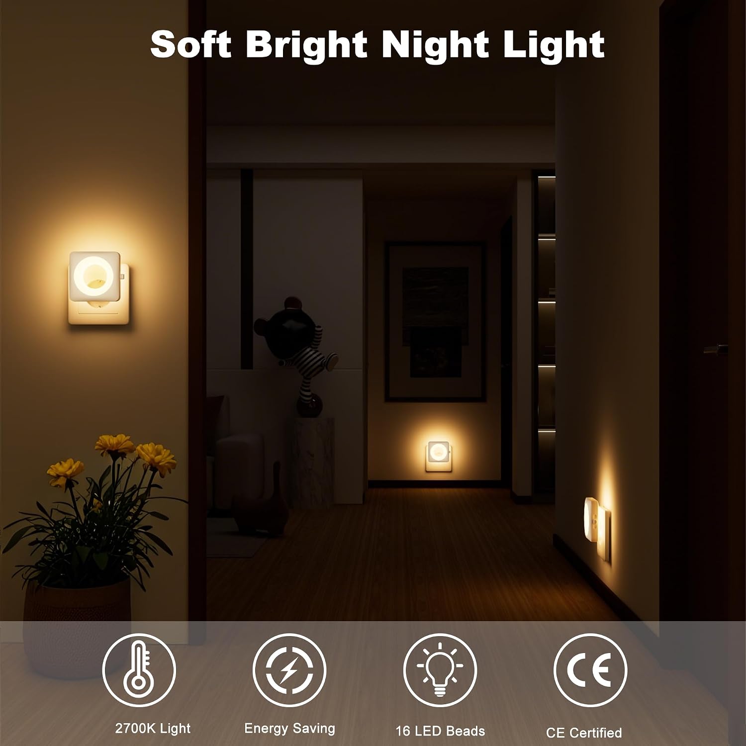 Detalle 2 de Nachtlicht Steckdose LED Nachtlicht Kinder Dimmbar mit Dämmerungssensor, 2700K Warmweißes Steckdosenlicht ,Baby Night Ligh Augenschonendes LED-Licht für Kinderzimmer, Bad, Schlafzimmer, Flur, Treppen
Nachtlicht Steckdose LED Nachtlicht Kinder Dimmba…