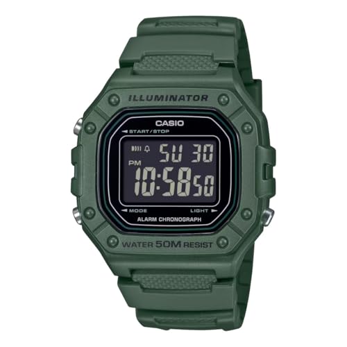Detalle de Casio W-218H-3BVEF: reloj digital deportivo resistente al agua con cronómetro y calendario