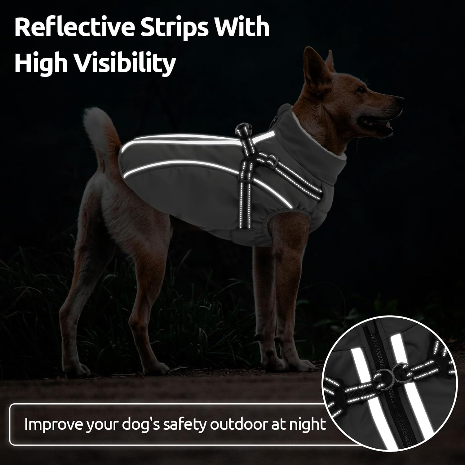 Detalle 1 de KAMA BRIDAL 1107-KM-847MF-Grey-XS Dog Winter Coat with Built-In Harness