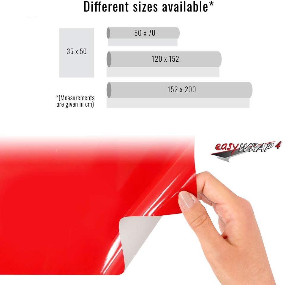 Detalle de Foglio Pellicola Adesivo Rosso Corsa per Wrapping 50 x 70 cm – Rosso Vivo Sport