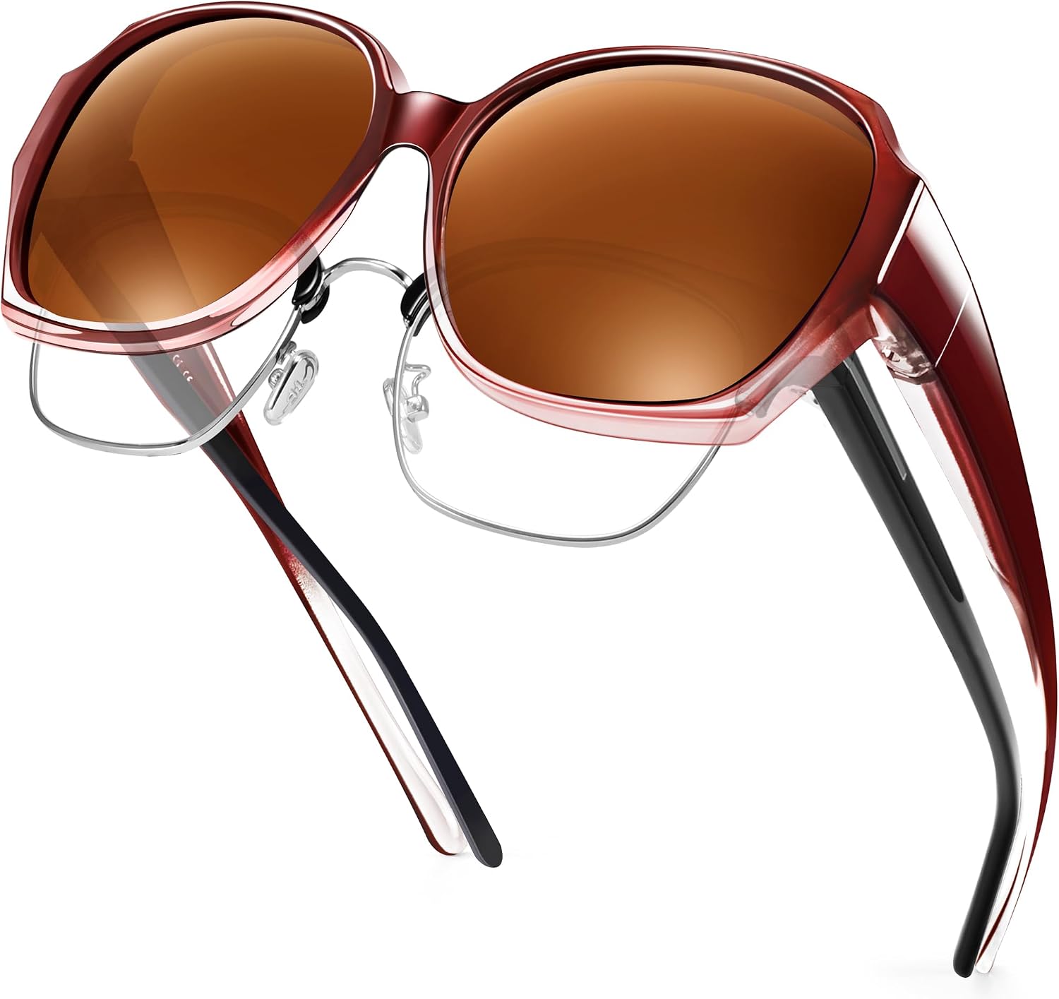 URUMQI Überzieh-Sonnenbrille über normale Brille – Polarisierte UV400 Überbrille Damen in Grau