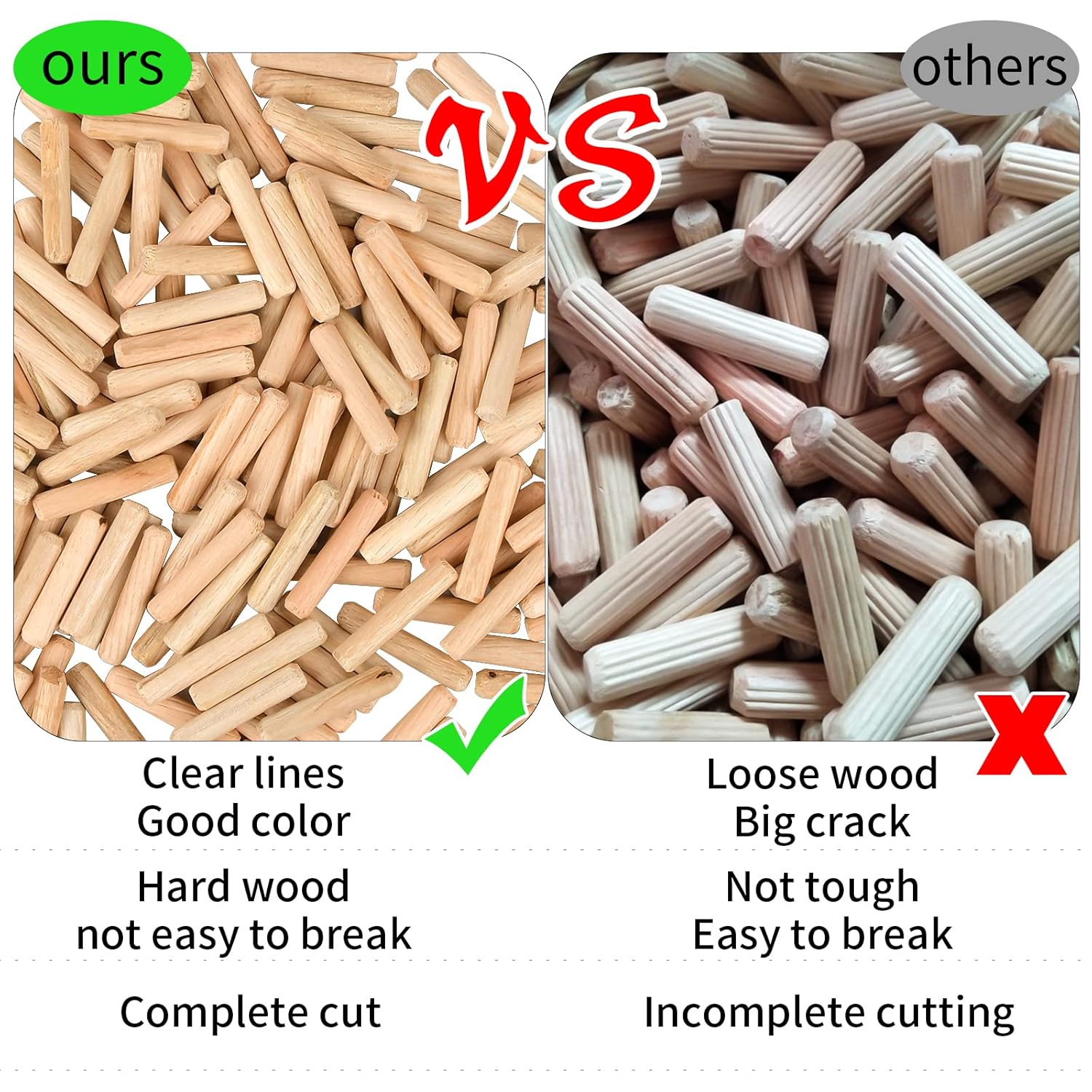 Thumbnail 3 de 200PCS Wooden Dowel Pins (Hardwood) 8mm x 40mm for furniture woodwork