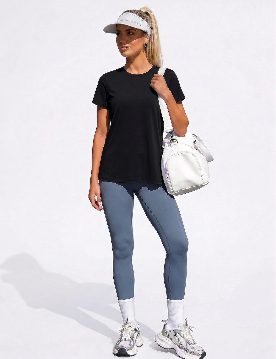 Thumbnail 1 de Wayleb T-Shirt Sport Femme à manches courtes et col rond, dos croisé découpé, tissu léger à séchage rapide (S à XXL)