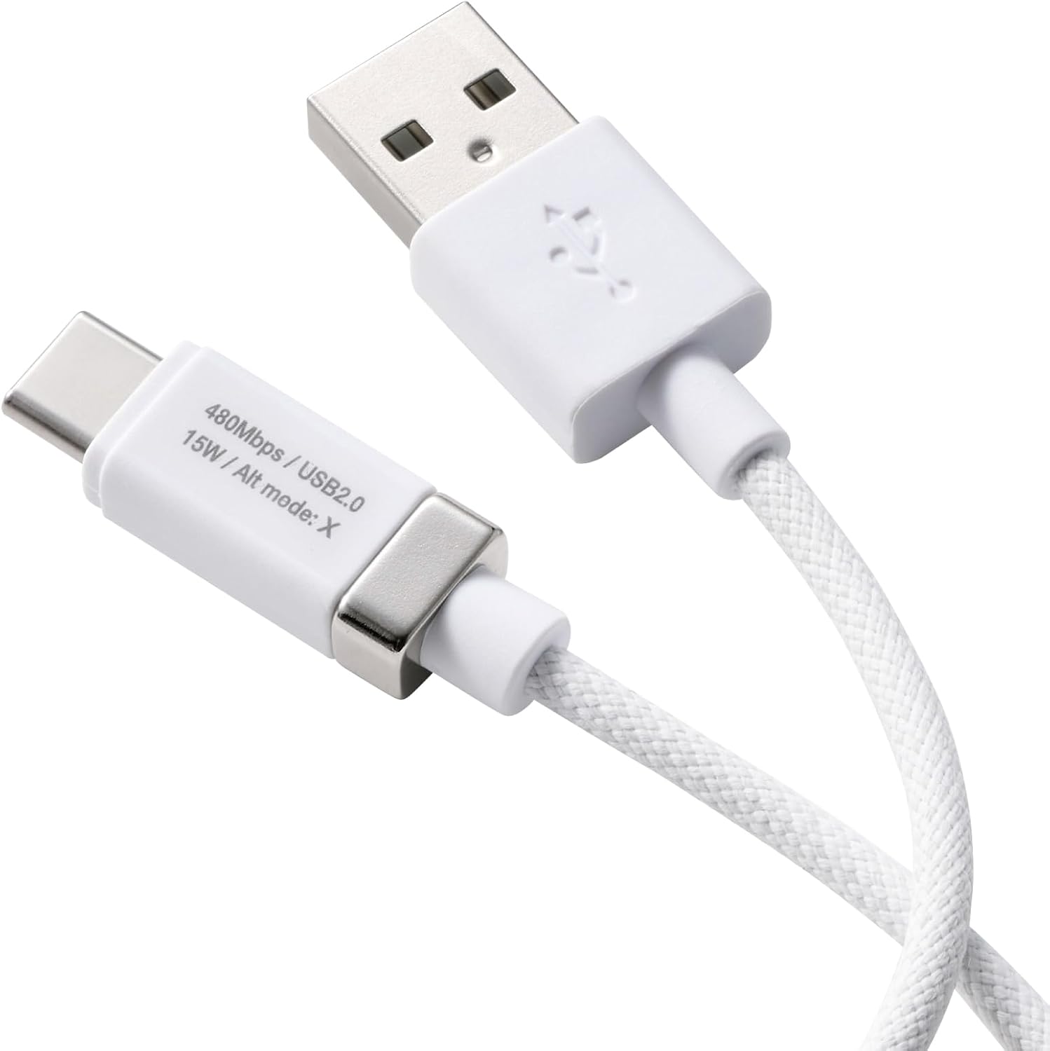 Detalle de エレコム MPA-ACECMW15WH USB-A to USB Type-Cケーブル 1.5m・磁石付き・ナイロンメッシュ