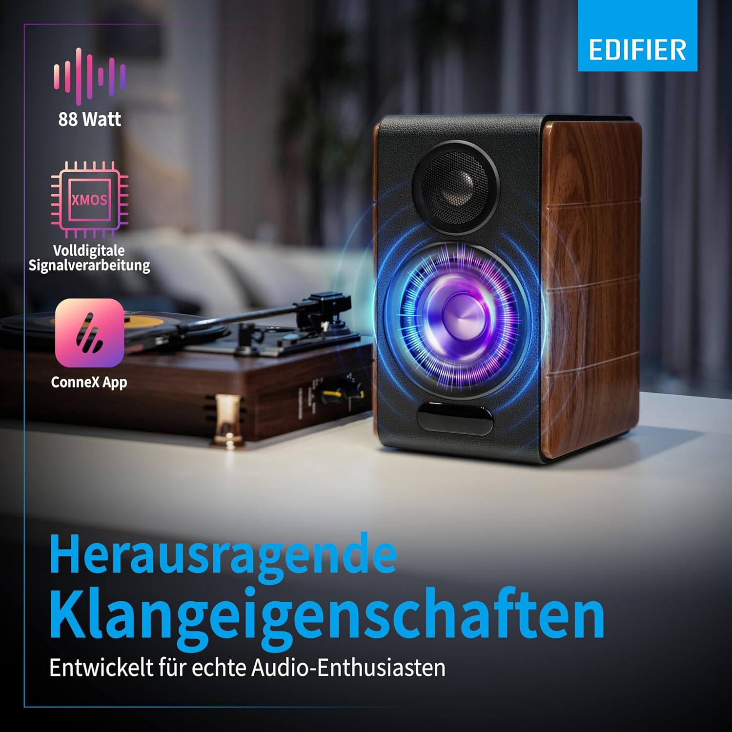 Thumbnail 3 de Edifier S880DBMKII aktive HiFi-Lautsprecher (Walnuss) mit LDAC, 88 W und Sub-Out
