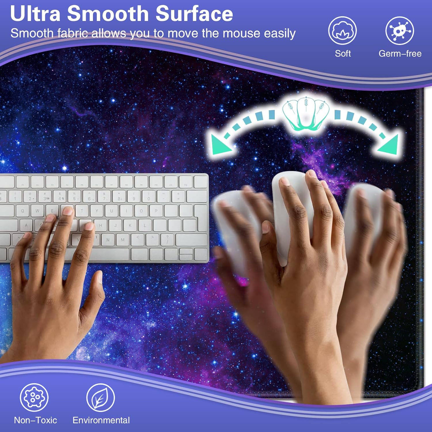 Thumbnail 2 de Gaming Mauspad XXL 900 x 400 mm – Wasserdichtes Mousepad mit rutschfester Basis und vernähten Kanten