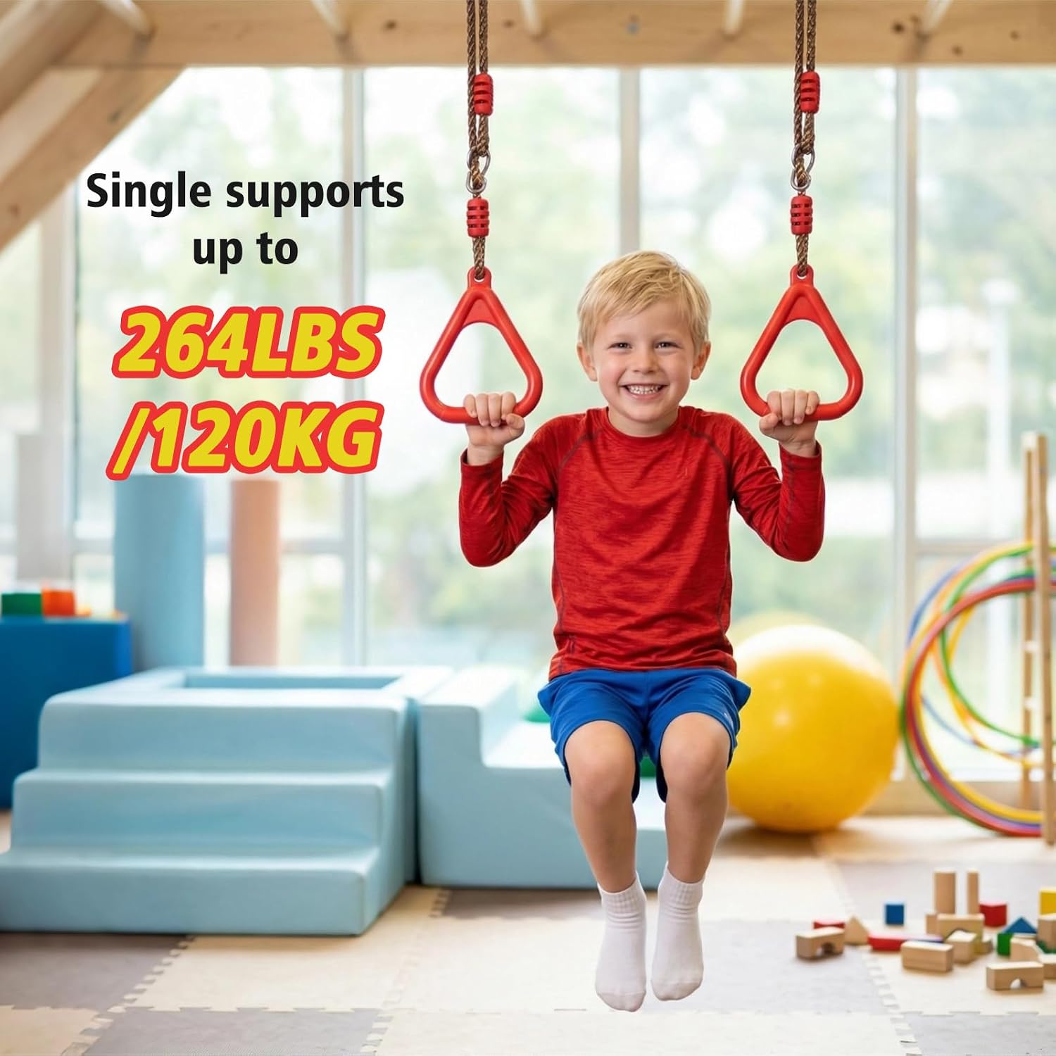 Detalle de Vdealen Kinder Klettern Ringe Schaukel – Multifunktion, 2er-Pack, Outdoor/Indoor
