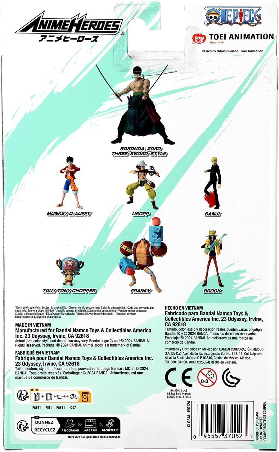 Detalle de Bandai Anime Heroes One Piece: Roronoa Zoro 17 cm Three Sword Style - Figura articolata licenza ufficiale