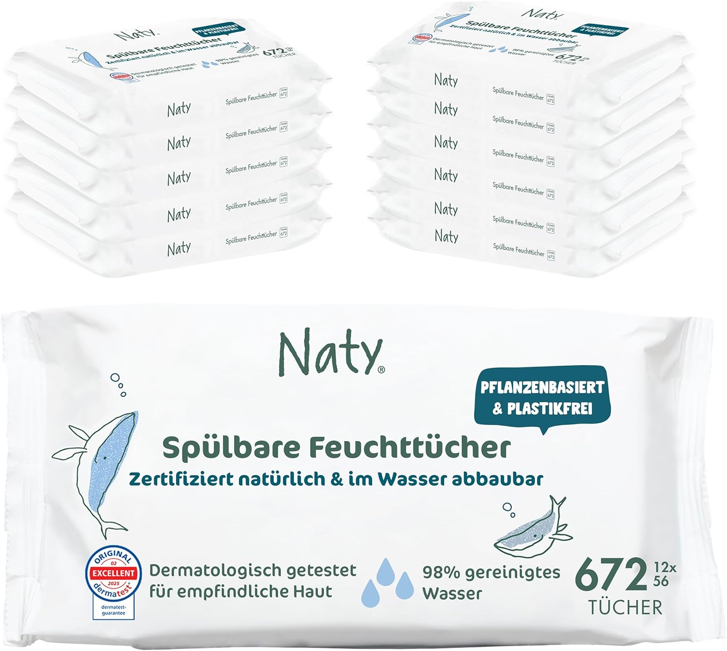 Detalle de Naty Spülbare Baby Feuchttücher 672