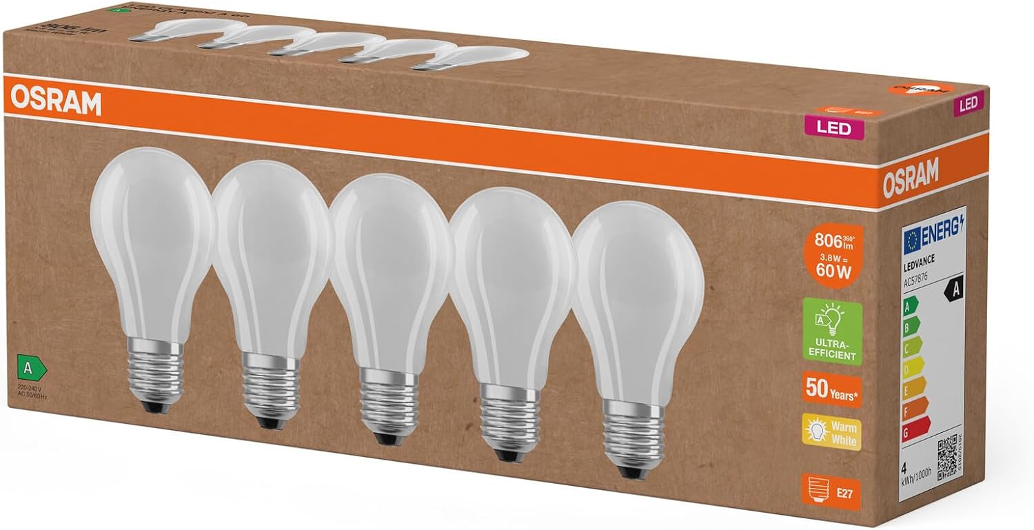 Thumbnail 2 de OSRAM Lámparas LED Pack de 5, 60W, Blanco Cálido