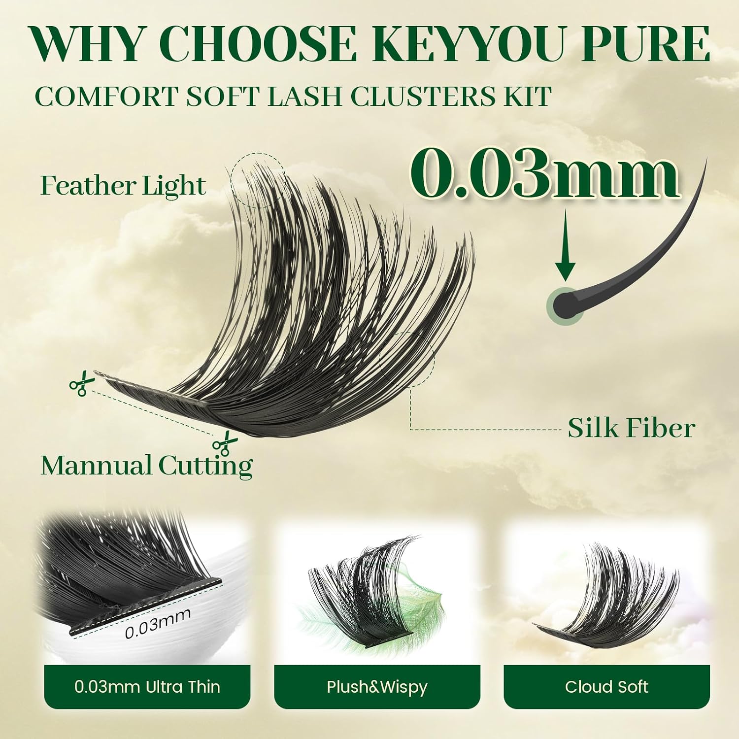 Thumbnail 3 de KEYYOU Lash Clusters Kit 182pcs 200D D Curl