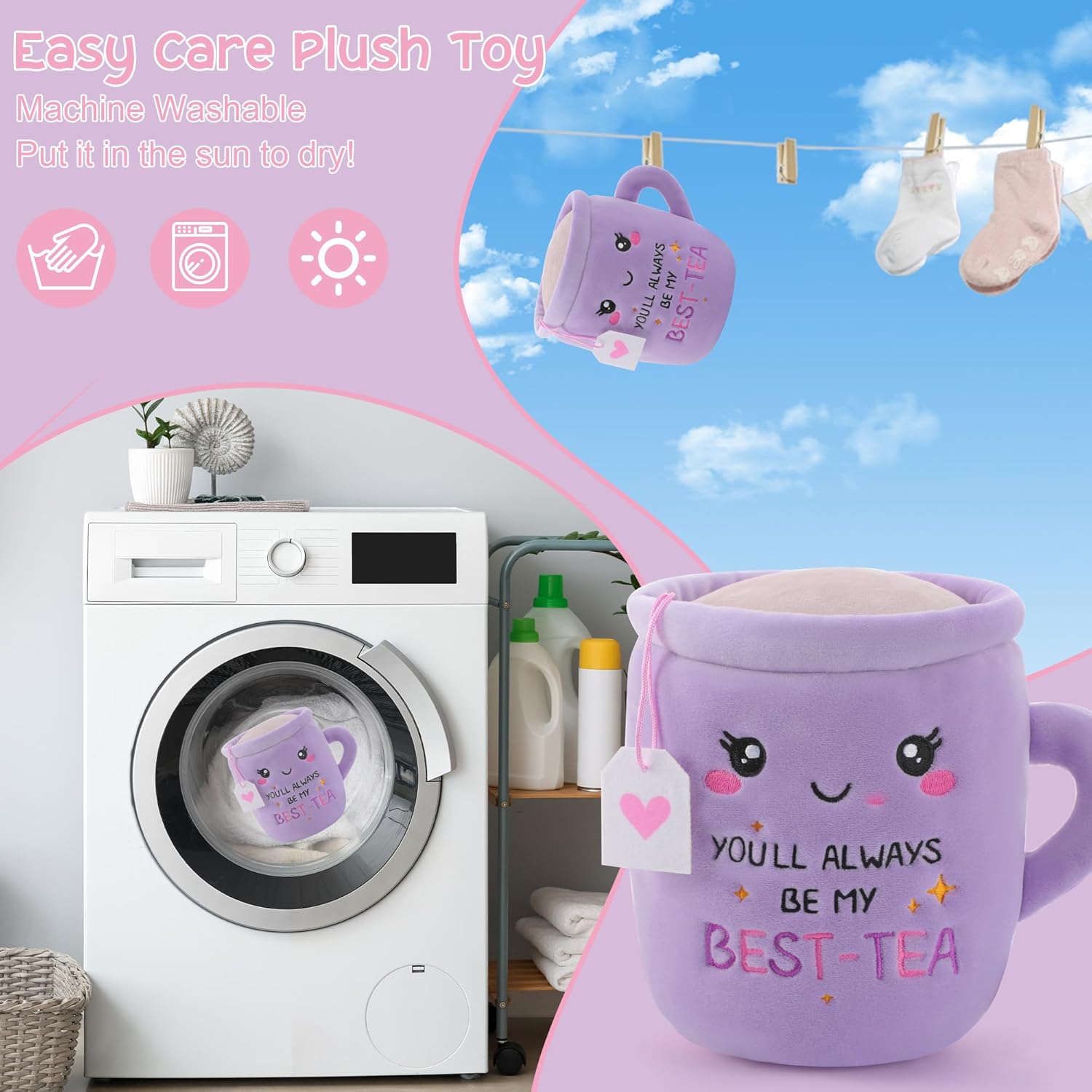 Thumbnail 3 de Purple Tea Mug “Best-Tea” plush toy gift (6-inch) for best friends, sisters or work friends
