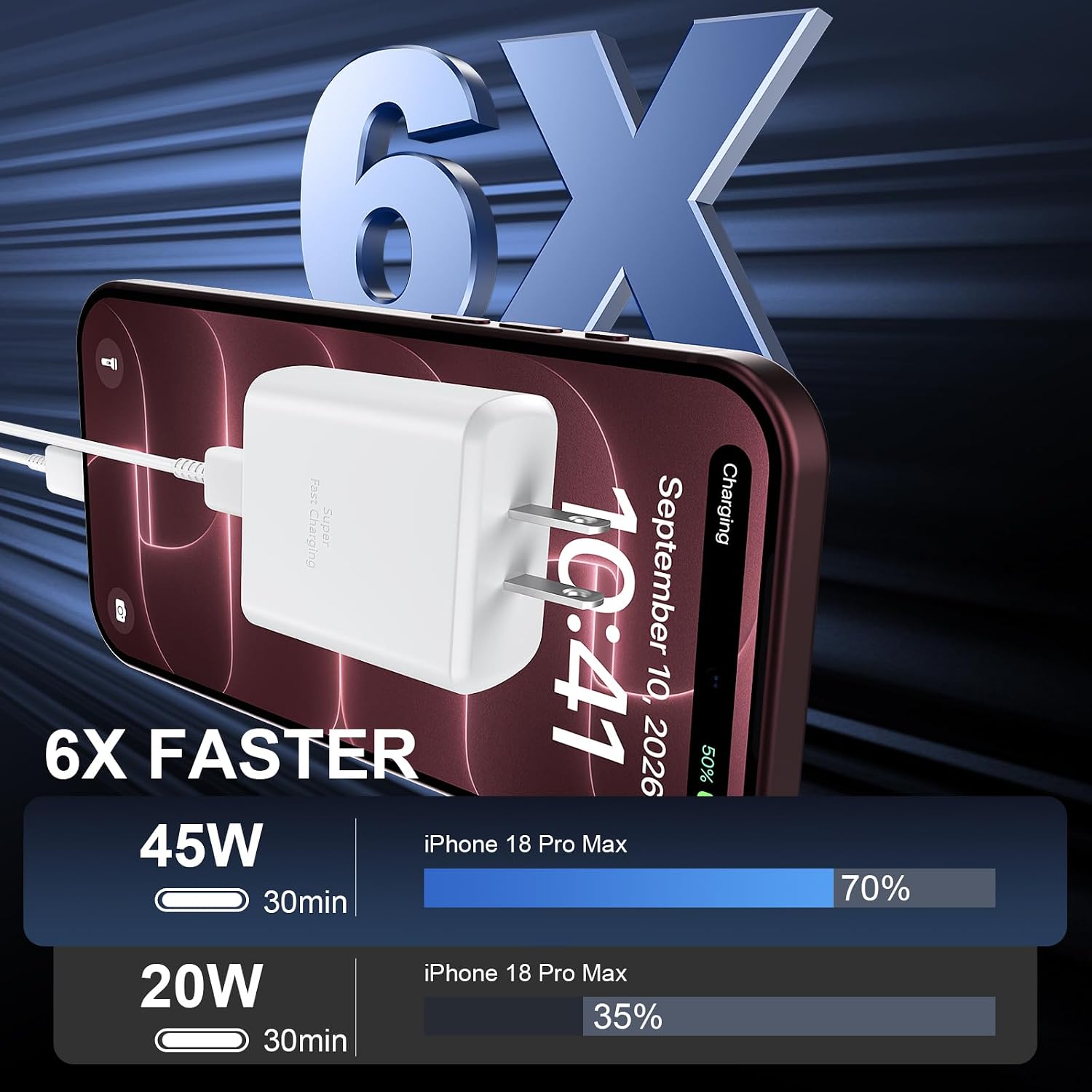 Thumbnail 2 de iPhone 17 45W Fast Charger with 10ft USB‑C Cable