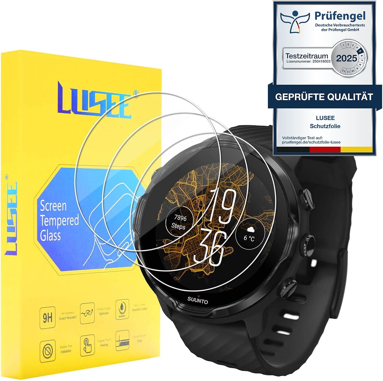 Detalle de Lusee 3 Pack Tempered Glass Screen Protectors for Suunto 7 / Suunto 9 Baro / Suunto D5