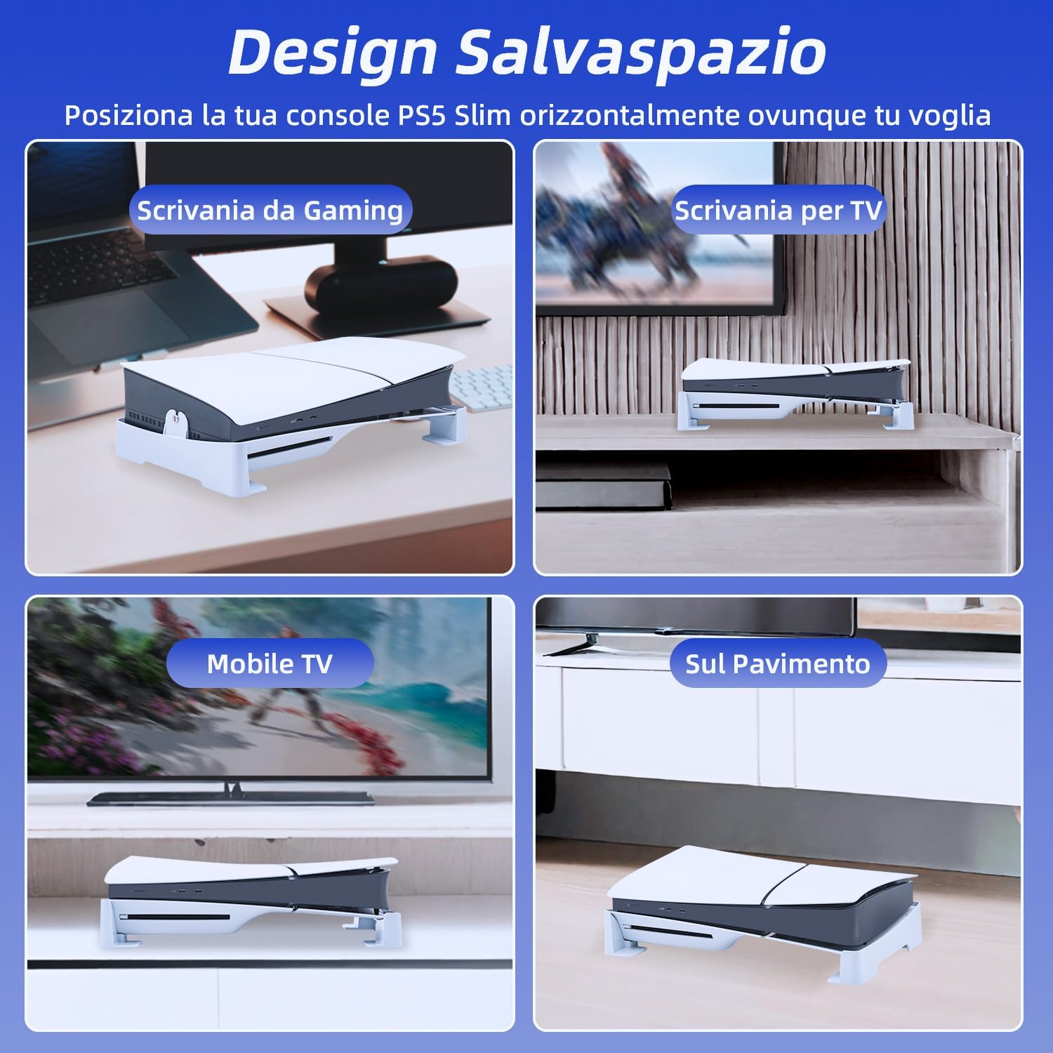 Thumbnail 6 de Tolesum Supporto Orizzontale per PS5 Slim / PS5 Pro (Bianco) con base antiscivolo