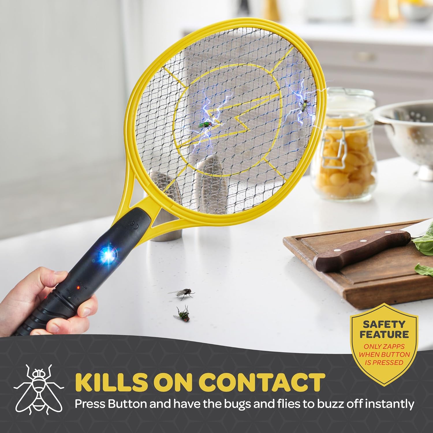 Thumbnail 2 de Electric Fly Swatter [Set of 2] Handheld Bug Zapper Racket — 4000 Volt, USB Rechargeable with LED Attractant