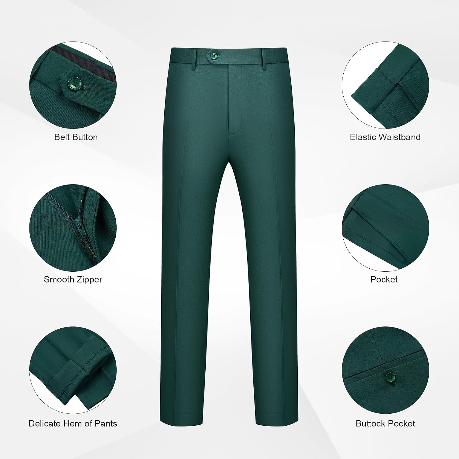 Detalle de WULFUL Men’s Slim Fit 2-Piece Suit Set (One-Button Blazer + Pants) for Party, Wedding & Business