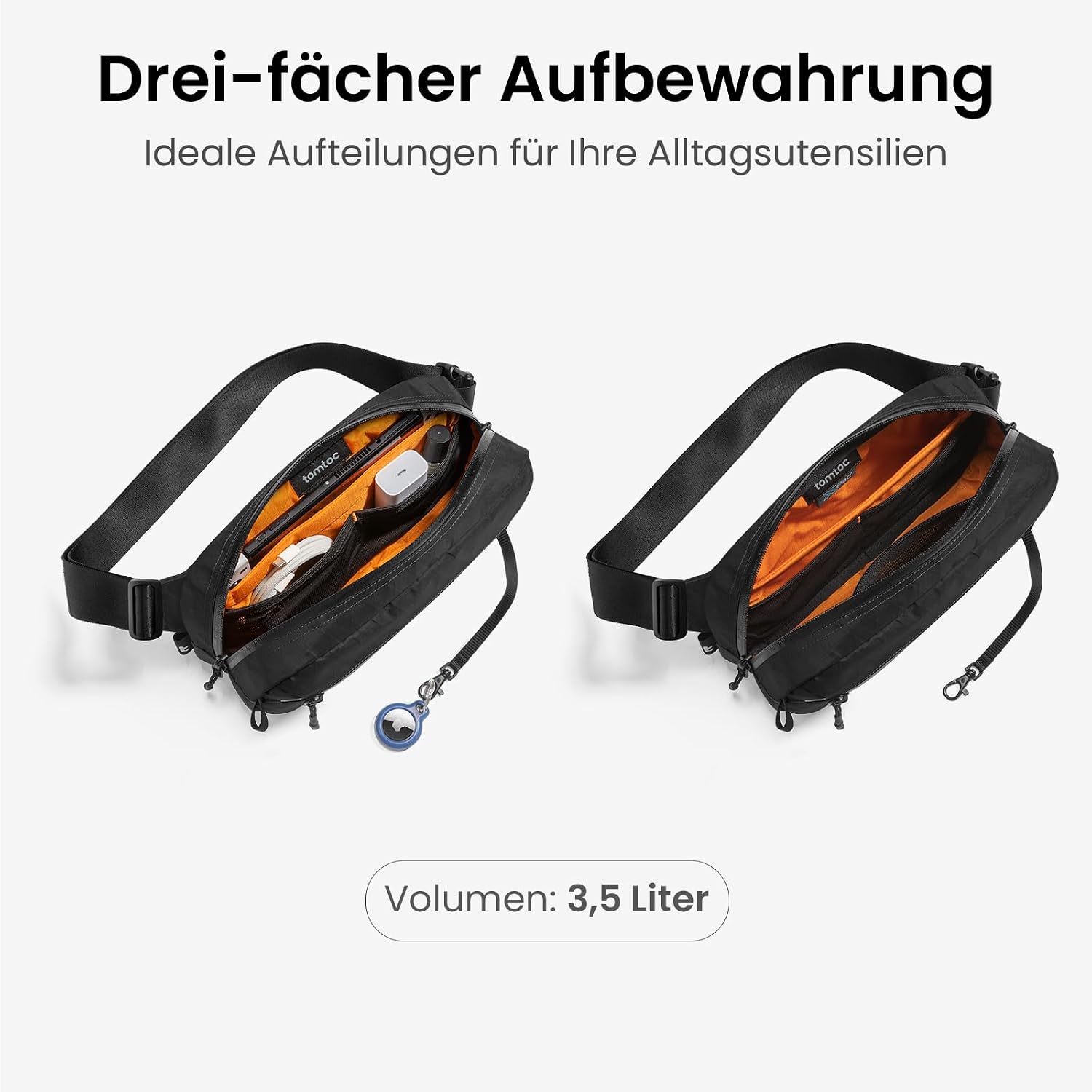 Detalle de tomtoc X-Pac Sling Bag 3,5L für Nintendo Switch 2 – Leichte RFID-Schutz Schultertasche in Schwarz