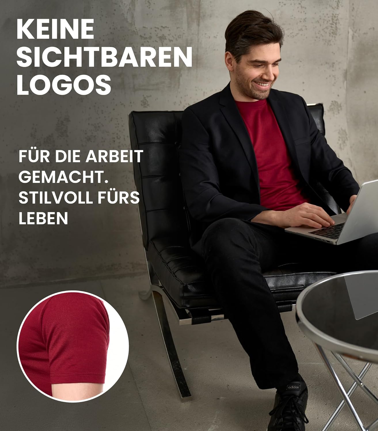 Thumbnail 5 de 100% Merino Wolle Herren T‑Shirt – Leichtes, atmungsaktives Merino-Unterhemd für Sport und Alltag