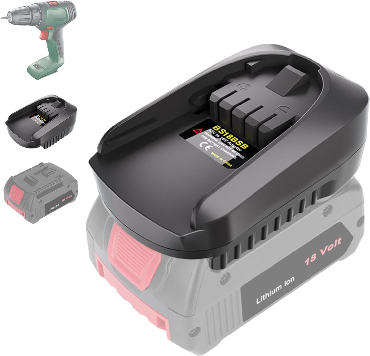 Detalle de KUNLUN lithium-ion batteriadapter för Bosch GBA 18V till PBA 18V