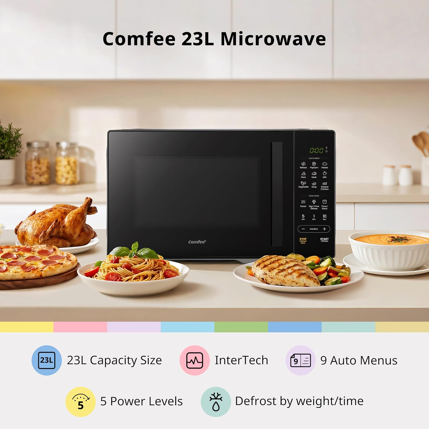 Detalle de COMFEE' 23L Digital Solo Microwave Oven CMO-E232NL(BK) review