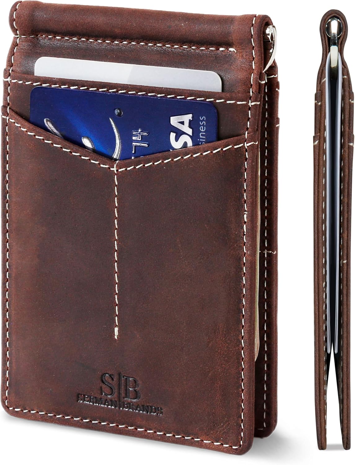 Detalle de SERMAN BRANDS Bifold Wallet in Full-Grain Leather