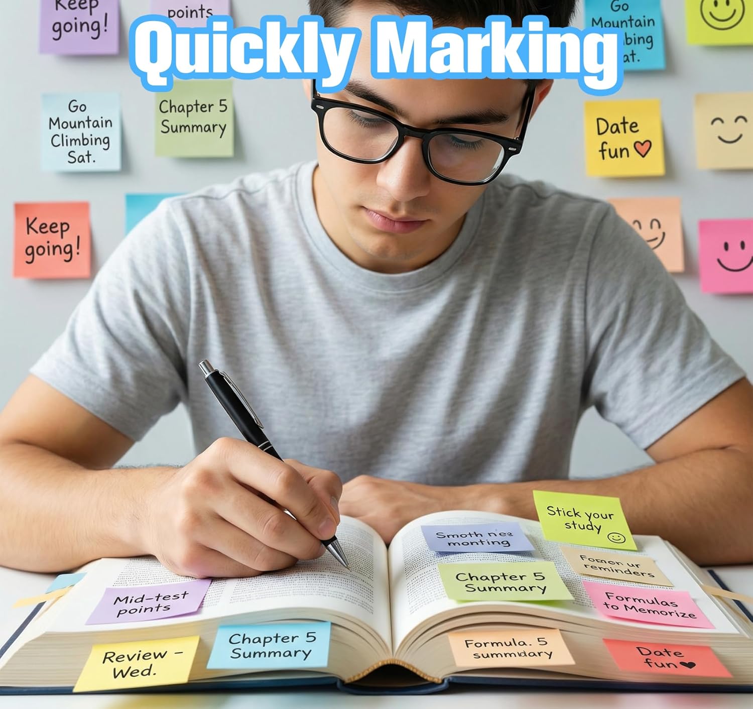 Thumbnail 3 de Agoer 2400 Notes Sticky Notes – 12 couleurs vives, mini blocs autocollants 50 x 38 mm