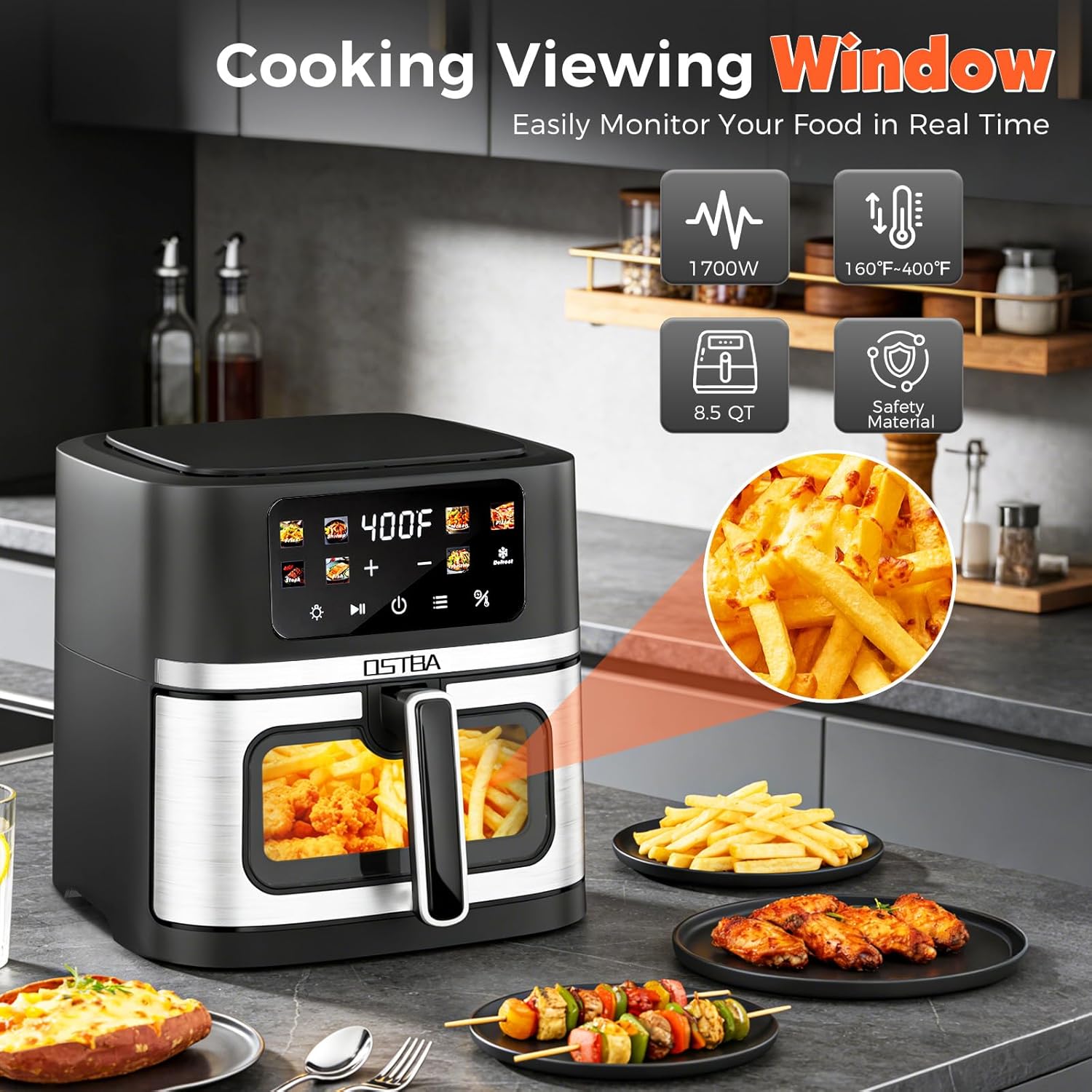 Thumbnail 3 de OSTBA 8.5QT Large Air Fryer with Visible Window (1700W)