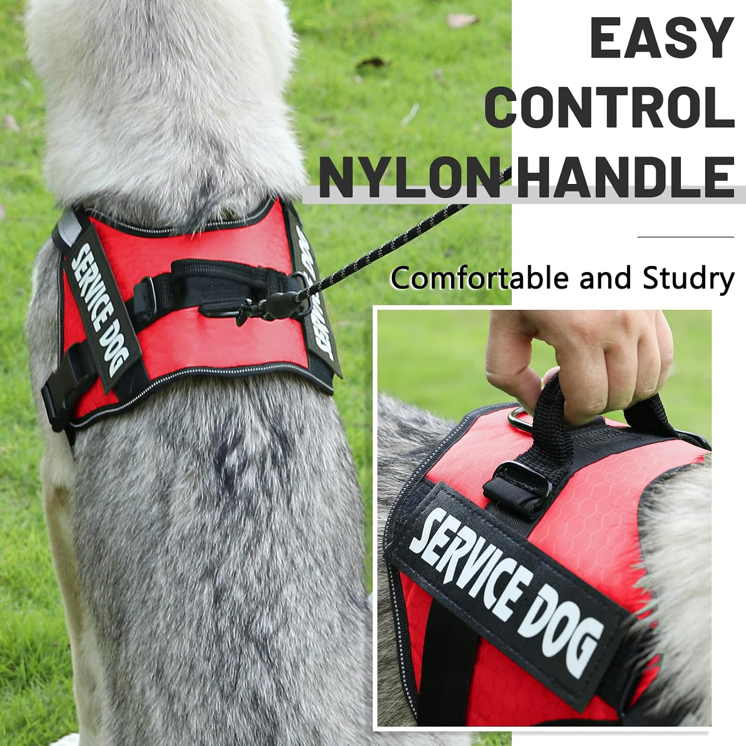 Thumbnail 4 de Belababy Soft No Pull Dog Harness Medium (Red) – Adjustable Assistance Service Dog Vest with Safety Buckle