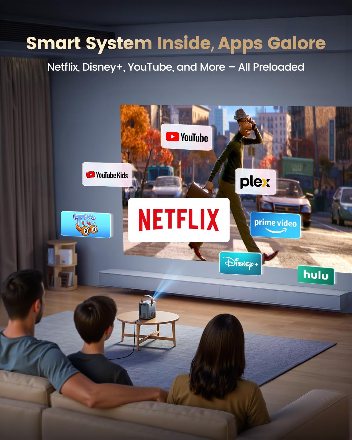 Thumbnail 1 de WiMiUS 4K Mini Projector (Netflix Ready) P61 PRO – Smart short-throw home cinema projector