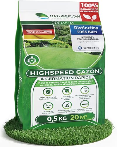 Detalle de Natureflow Gazon Regarnissage Rapide 0,5 kg (20 m2) – Pelouse à semer, croissance rapide et autoréparation naturelle