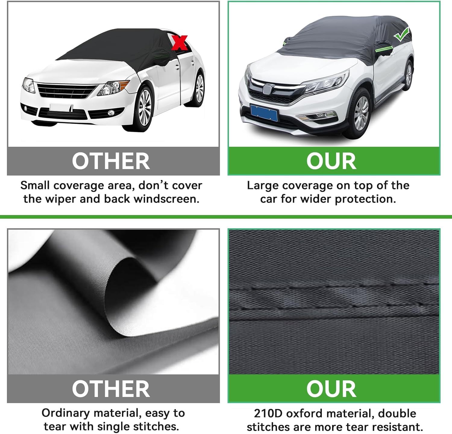 Thumbnail 1 de Half Car Cover Waterproof Ninonly Universal Car Top Cover for SUVs (Up to 4.5–5.5M)