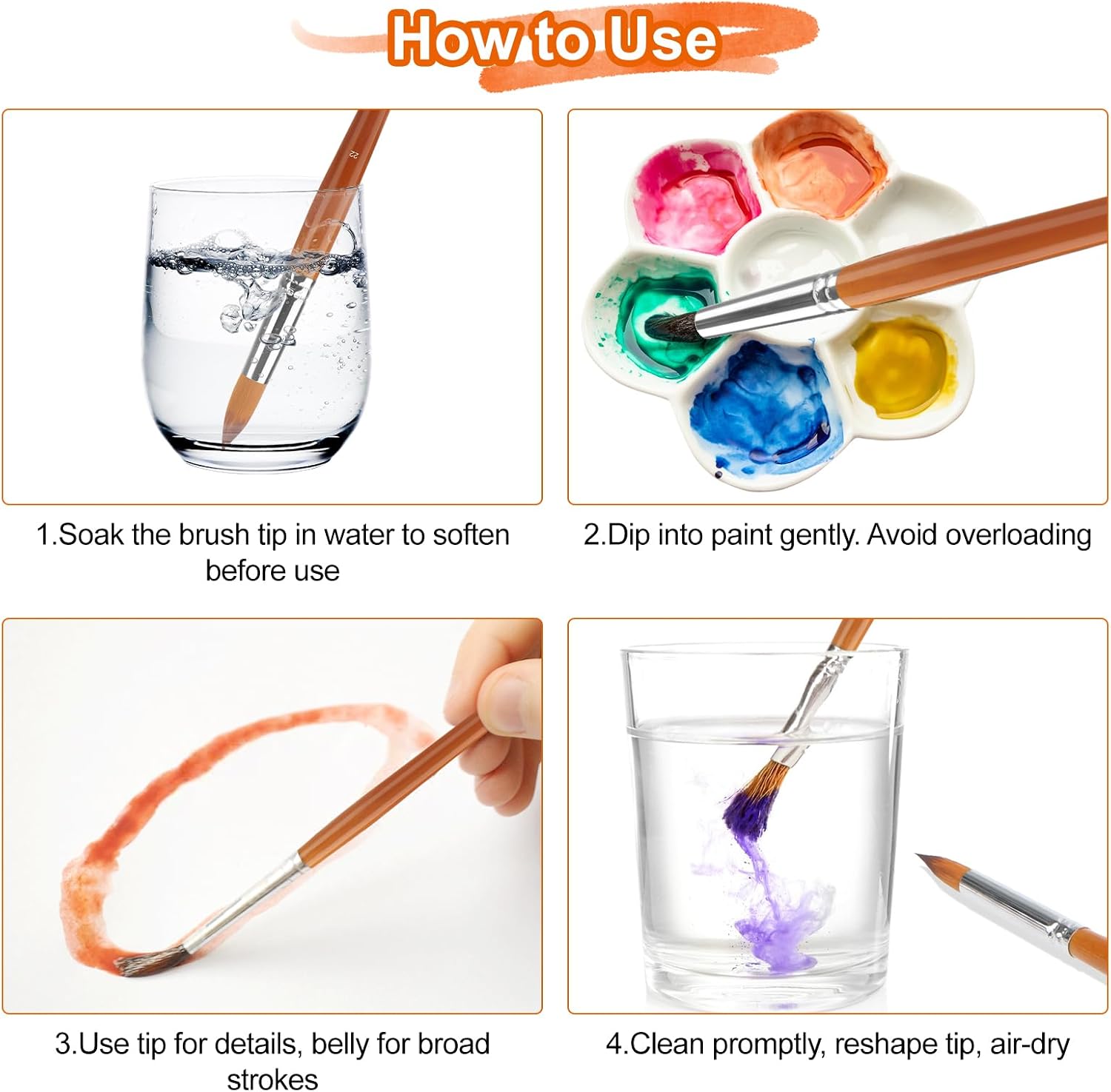 Thumbnail 5 de Linkstyle 13 Stück Aquarellpinsel Set – Synthetische Nylonborsten, Holzgriff, Aluminiumzwinge
