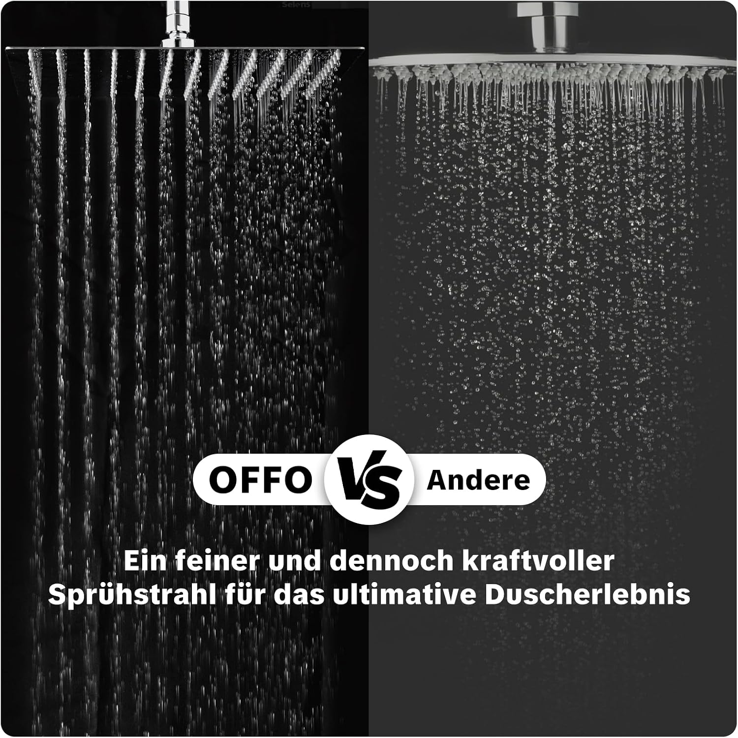 Thumbnail 2 de OFFO Regendusche ohne Armatur Chrom, 30x30 cm, Edelstahl-Duschset – Höhenverstellbar, 1,6 m Twist-Free Duschschlauch