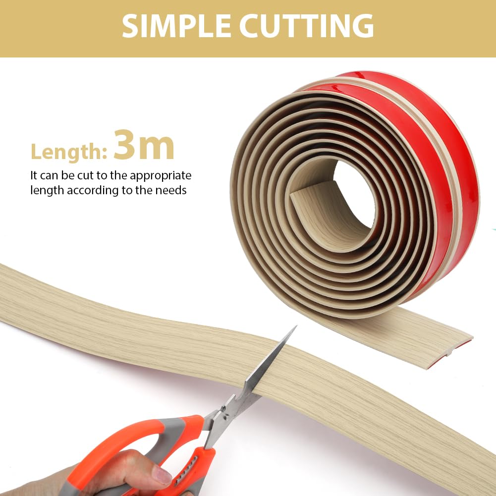 Thumbnail 5 de Übergangsprofil 5×300 cm T-Profil – selbstklebende Übergangsleiste aus PVC (Ahornholz-Optik)