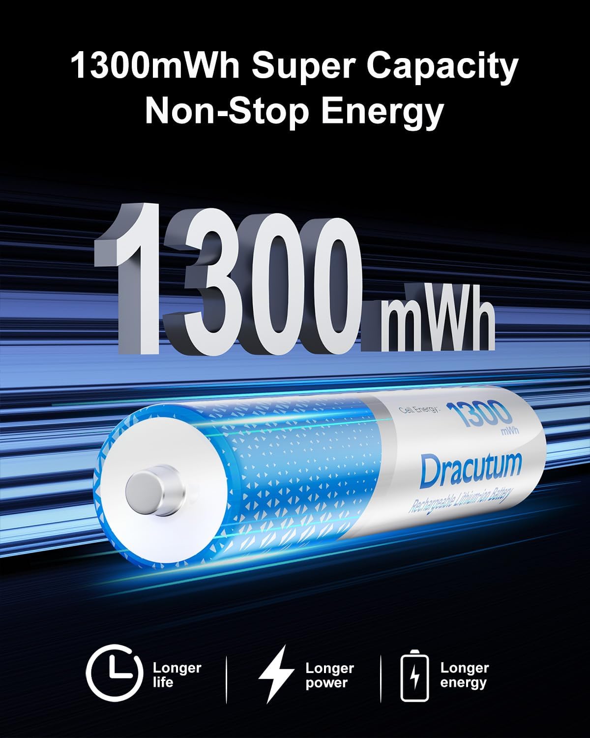 Thumbnail 1 de Dracutum 8er AAA Lithium Akkus mit Ladegerät – langlebige 1,5V AAAs mit CPBI-Technologie