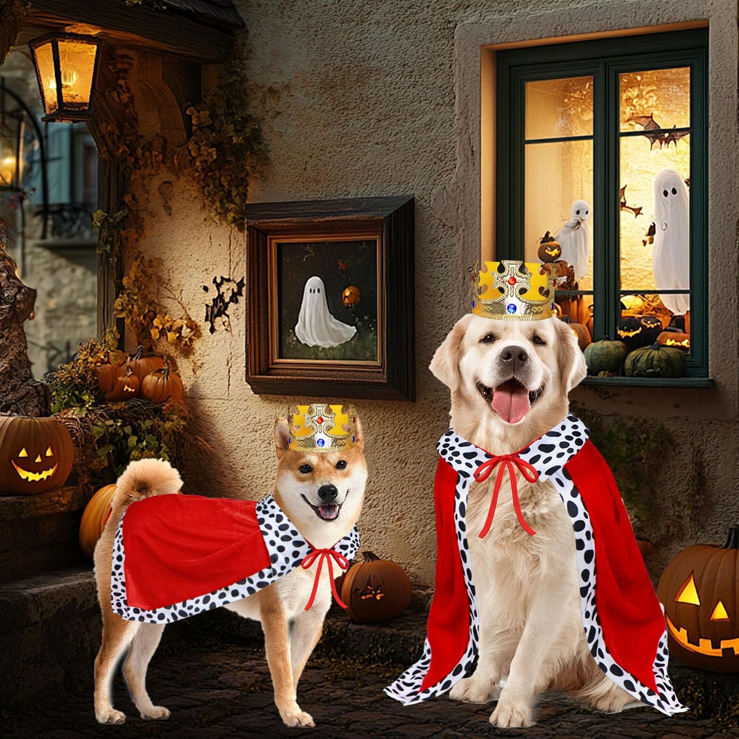 Thumbnail 2 de PAYHTOW Dog King Costume, Large Polyester Cloak and Crown Set