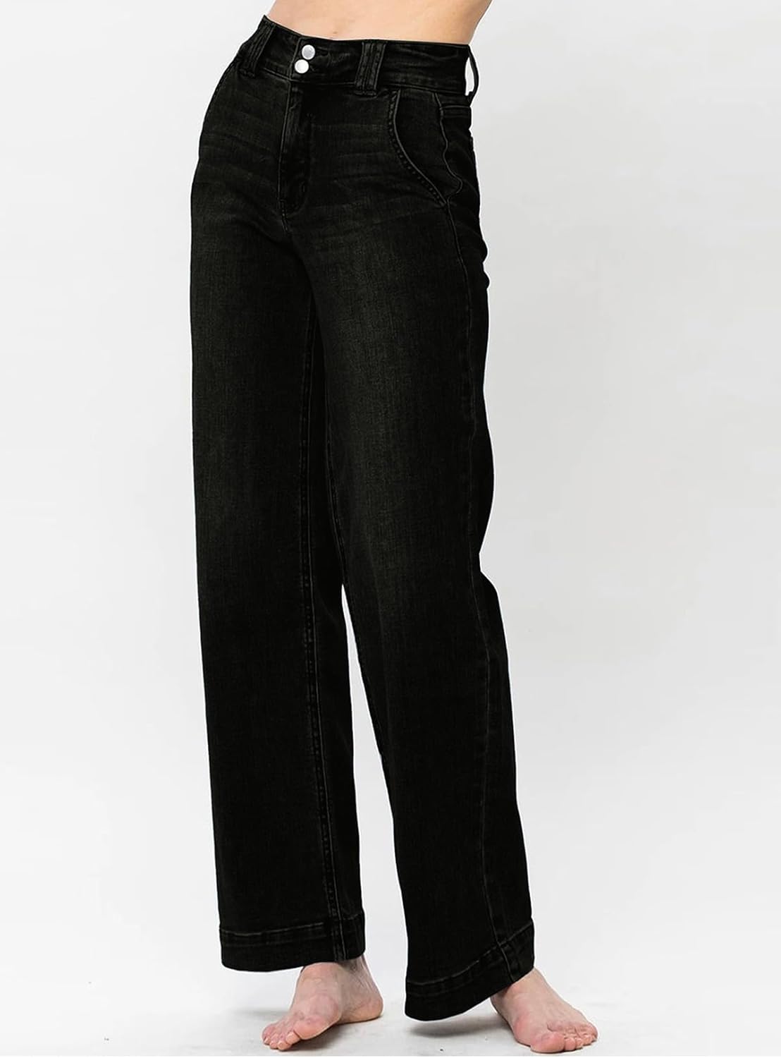 Thumbnail 1 de Astylish Women's High Waisted Wide Leg Straight Jeans