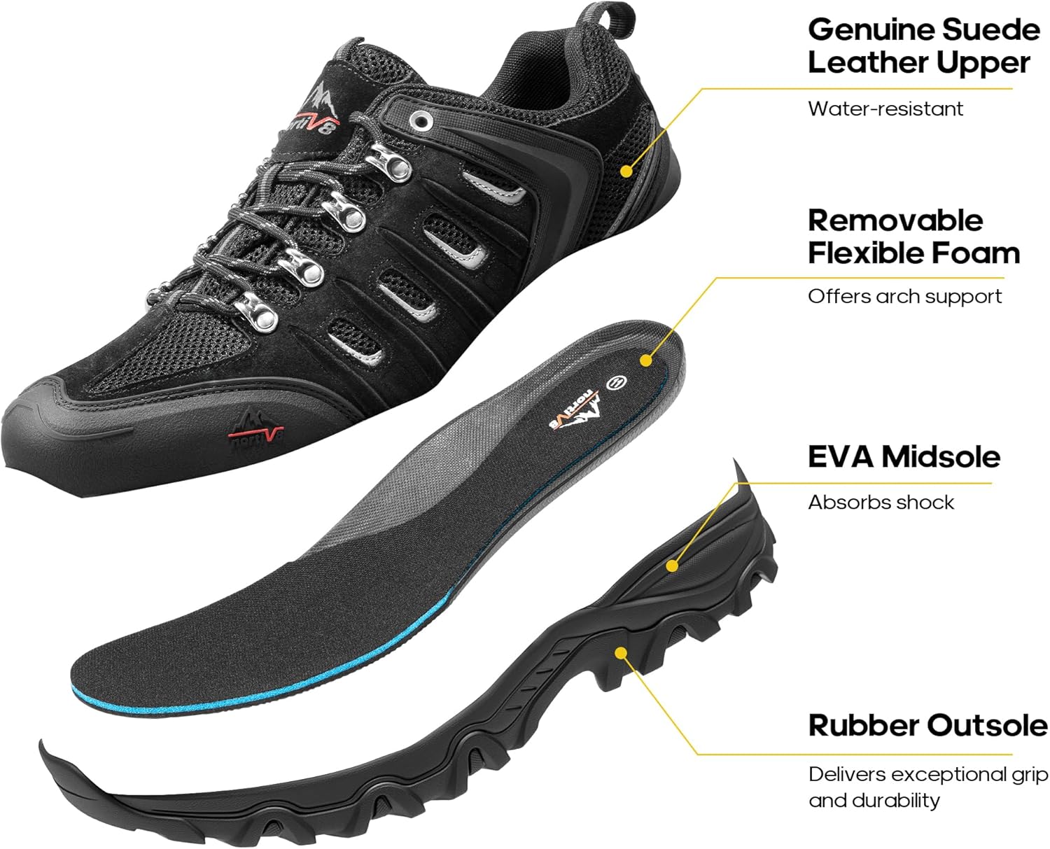 Detalle de NORTIV 8 Scarpe da Trekking per Uomo: Traspiranti, Impermeabili e Adatte a Terreni Difficili