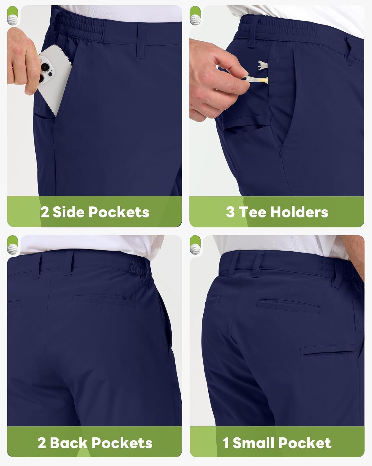 Detalle de Outdoor Ventures Men's Golf Shorts 9" UPF 50+ Bermuda Shorts