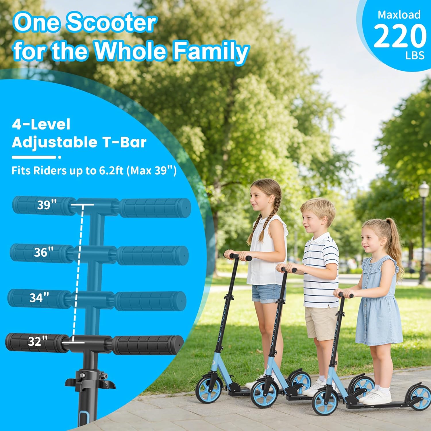 Thumbnail 1 de Commugo Kick Scooter for Kids 5-12 to Adults — Foldable, 8-Inch Wheels, Aluminum Build