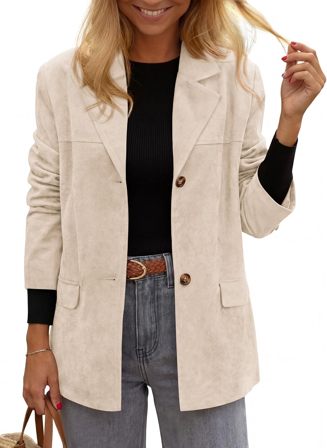 Detalle de PRETTYGARDEN Faux Suede Blazer