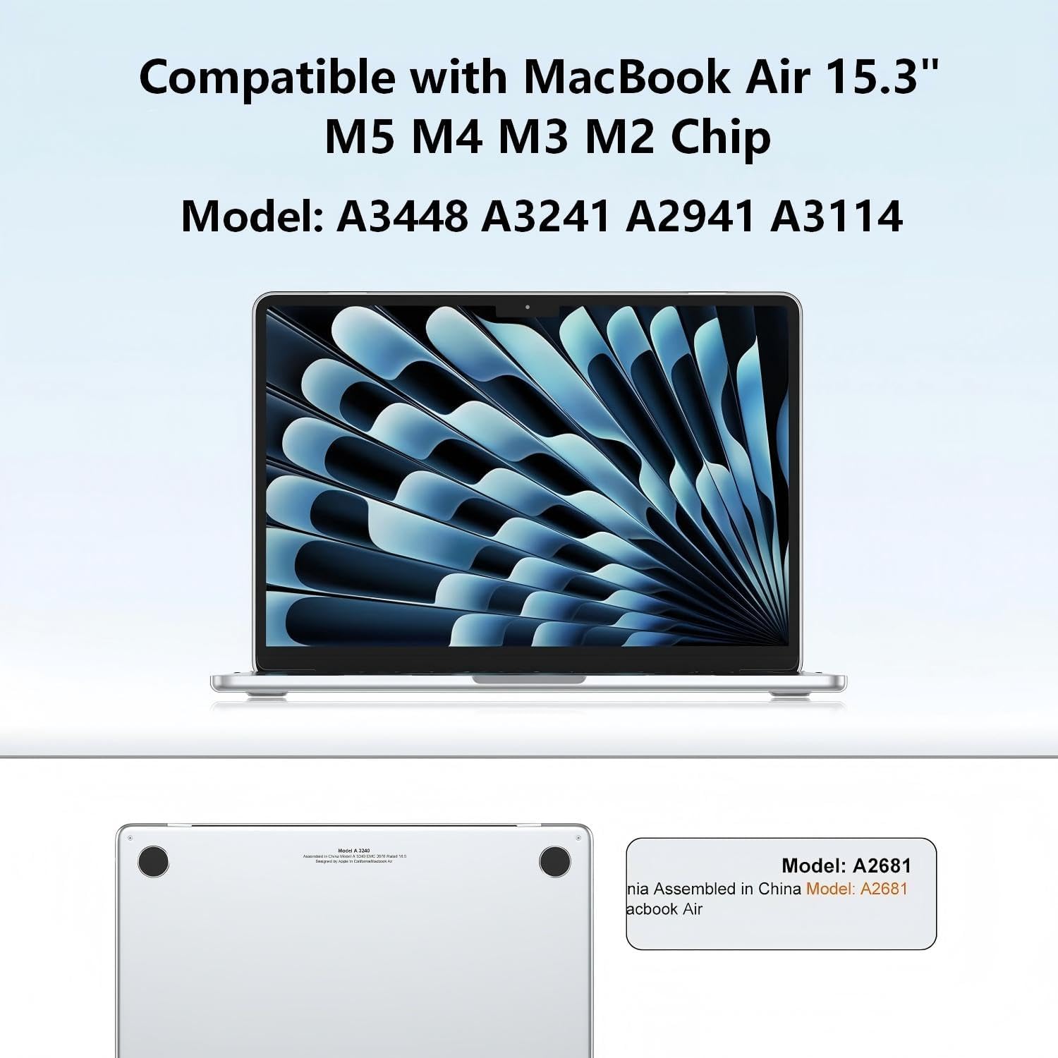 Thumbnail 1 de NPUOLS Hülle für MacBook Air 15 Zoll (2026–2023) ultradünnes Snap Transparent Case & TPU EU-Tastaturabdeckung